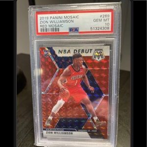 2019 Panini Mosaic Zion Williamson RC Red Mosaic PSA 10 Gem Mint #269 Low Pop!